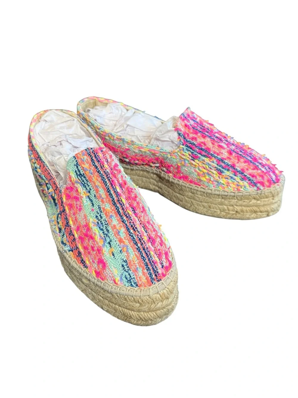 Manebí Multicolor Tweed Platform Espadrille Slip-On Shoes EU 39 US 8.5